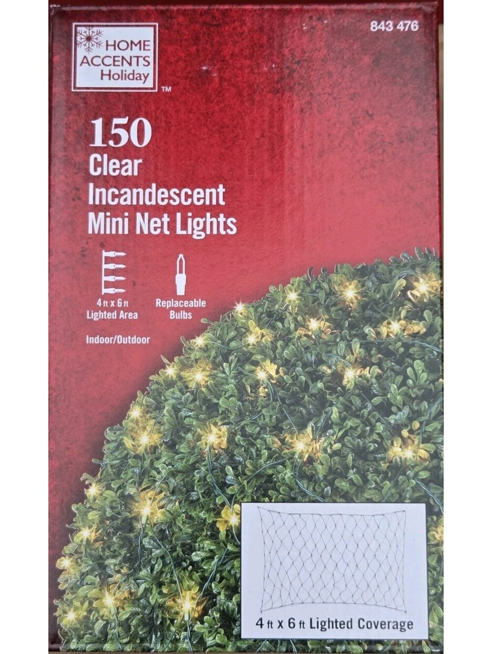 Home Accents Holiday TOL-150/3WA-N-C 150 Clear Incandescent Mini Net Lights